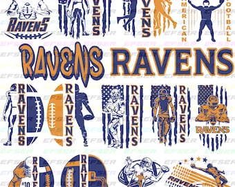 15 archivos, Ravens svg, Ravens png, paquete de Ravens, jugadores de los Ravens, fútbol americano de los Ravens, jugador de fútbol americano, imágenes prediseñadas, Cricut, archivo en capas, descarga instantánea