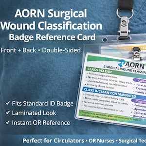 AORN Surgical Wound Classification Badge Cards | OR Nurse Reference (Digital Download)