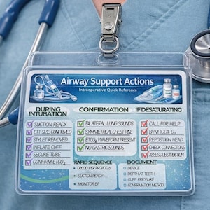 Atemwegs Unterstützung Kurzanleitungskarte | OR Nurse, CRNA, PACU Lernanleitung (Digitaler Download)