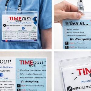 Vorlage für ein OP-Time-Out-Abzeichen | Referenz-Checkliste für die OP-Sicherheit (Digitaler Download)
