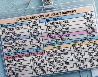 Customizable Nurse Badge Reference Card | Hospital Lab Values & Phone Directory