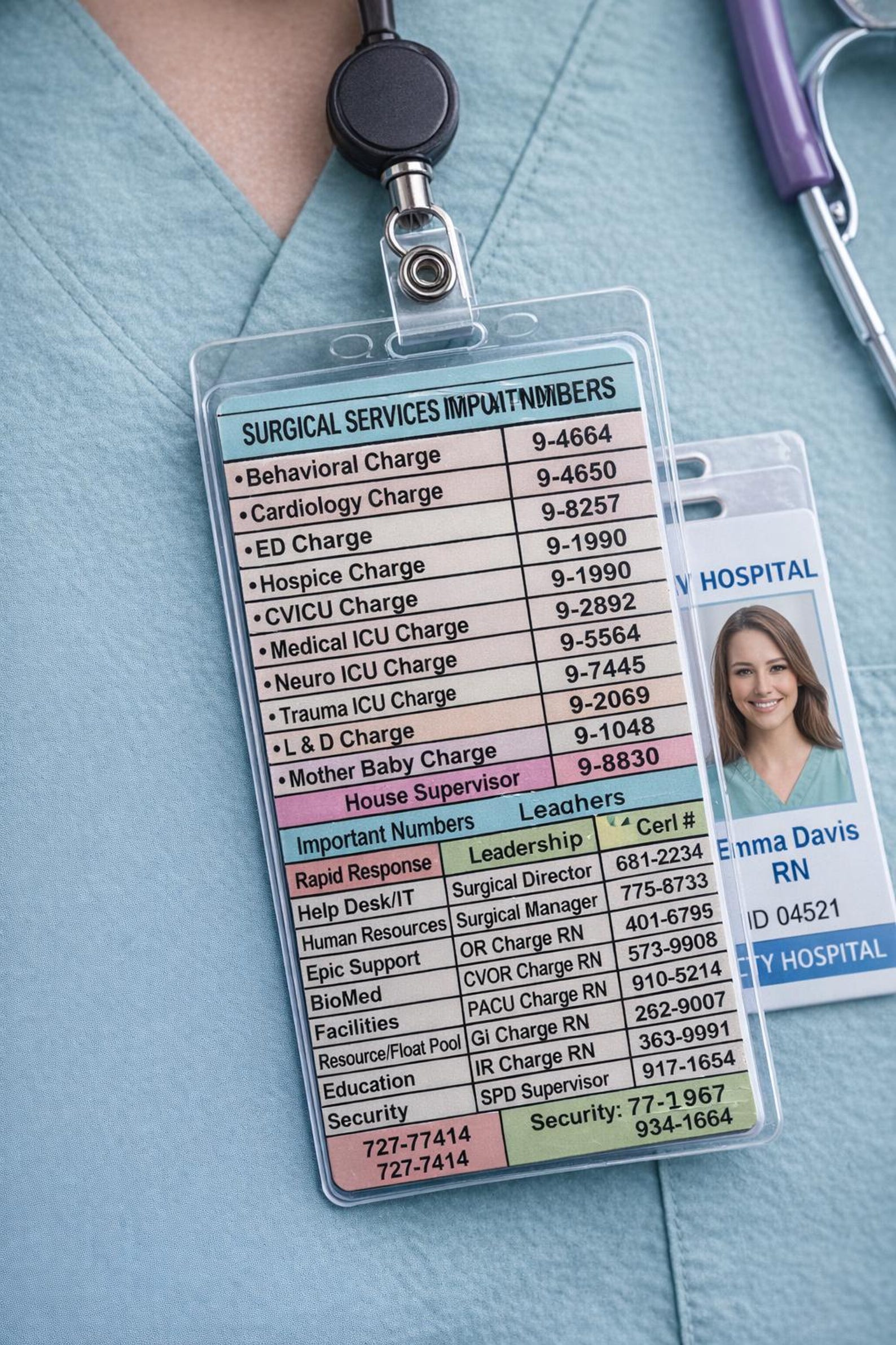 Customizable Nurse Badge Reference Card | Hospital Lab Values & Phone ...