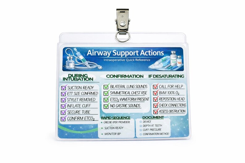 Airway Support Quick Reference Card | OR Nurse, CRNA, PACU Study Guide ...