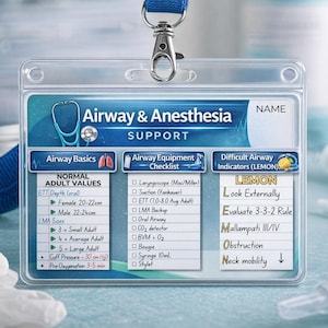 Airway Support Quick Reference Card | OR Nurse, CRNA, PACU Study Guide (Digital Download)