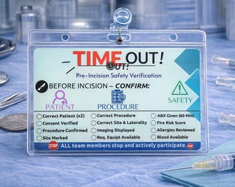 Surgical Time Out Badge Template | OR Safety Checklist Reference (Digital Download)