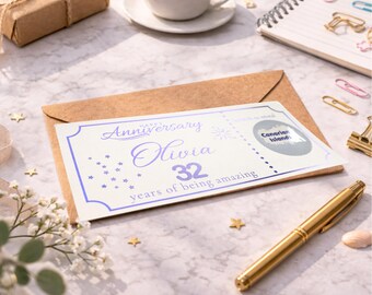 Anniversary Scratch Ticket Surprise Trip Reveal, Personalised Birthday Holiday Gift Canary Islands Travel Voucher