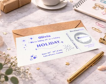 Barcelona Holiday Scratch Ticket Surprise, Personalised Trip Reveal Gift Romantic Travel Voucher for Wife Girlfriend Partner