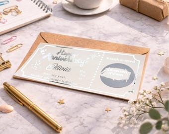 Anniversary Surprise Trip Scratch Ticket, Personalised Romantic Holiday Reveal Gift Canary Islands Travel Voucher