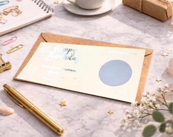 Personalised Birthday Scratch Ticket Surprise, Custom Reveal Gift Voucher for Boyfriend Husband Best Friend