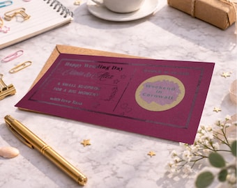 Wedding Surprise Trip Scratch Ticket, Personalised Honeymoon Weekend Away Gift Romantic Travel Reveal Card for Couple