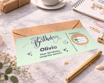 Paris Weekend Surprise Scratch Ticket, Personalised Birthday Trip Reveal Gift Travel Voucher for Girlfriend Wife