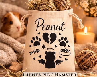 Personalised Pet Memorial Burlap Bag, Custom Dog or Cat Loss Keepsake Pouch, Rainbow Bridge Pet Sympathy Gift, Remembrance Bag