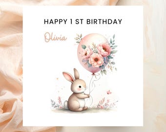 1st Birthday Girl Greeting Card, First Birthday Card For Baby Girl, Personalised Girl Birthday, Girl Turns One Today, First Birthday Girl