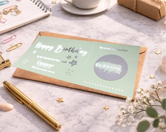 Go Karting Scratch Ticket Birthday Surprise, Personalised Experience Gift Voucher Reveal for Husband Boyfriend