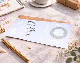 Bali Holiday Reveal Scratch Ticket, Personalised Surprise Trip Gift Voucher Travel Reveal Birthday or Anniversary