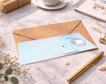 Spa Day Birthday Scratch Ticket, Personalised Pamper Experience Surprise Gift for Wife Girlfriend Mum Best Friend