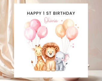First Birthday Girl Greeting, 1st Birthday Card Girl, Personalised Baby Girl Birthday, One Today Birthday Card, Girl Birthday Gift