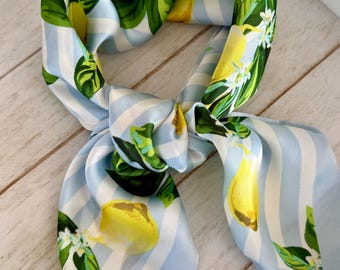 Lemon Stripe Satin Scarf