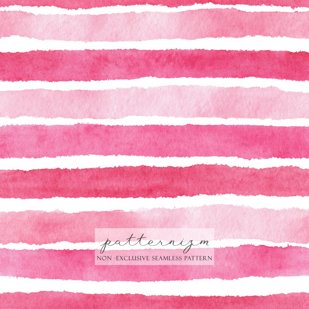Watercolor Pink Stripes Seamless Pattern Digital Download – Painted ...