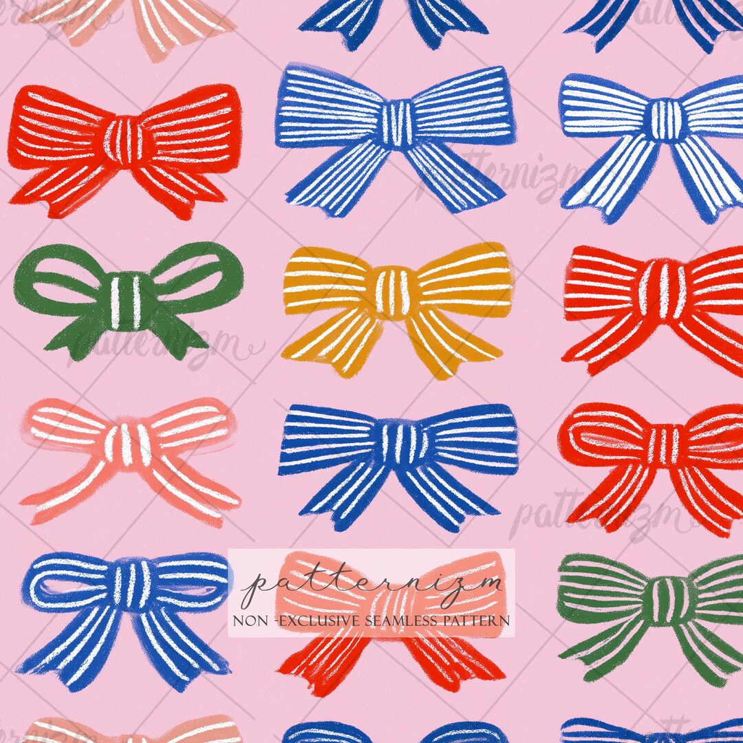 Seamless Colorful Striped Bow Pattern Digital Download – Whimsical ...