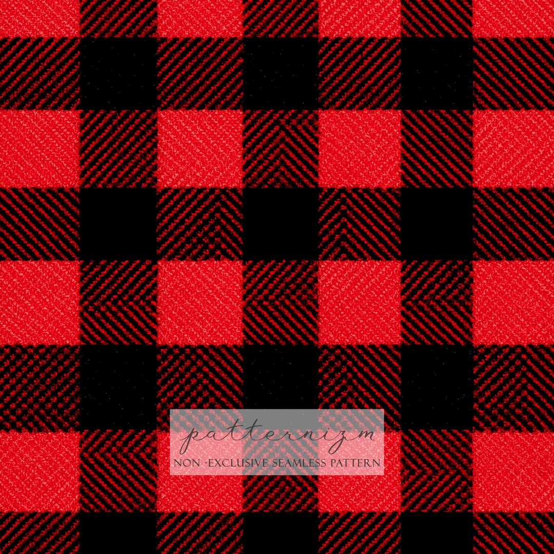 Buffalo Plaid Seamless Pattern Digital Paper – Classic Red and Black ...