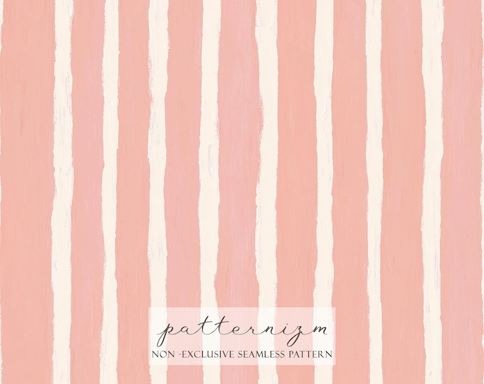 Watercolor Pink Stripe Pattern Digital Paper – Painted Soft Vertical Lines, Minimal Seamless Design