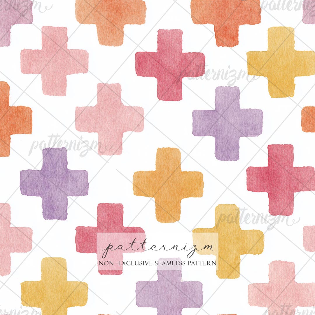 Seamless Watercolor Cross Pattern Digital Download – Soft Pastel ...