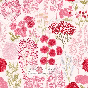 Rosa Wiese Floral Seamless Muster – romantische Valentin Blumen, weiches digitales Papier für Karten & Stoff