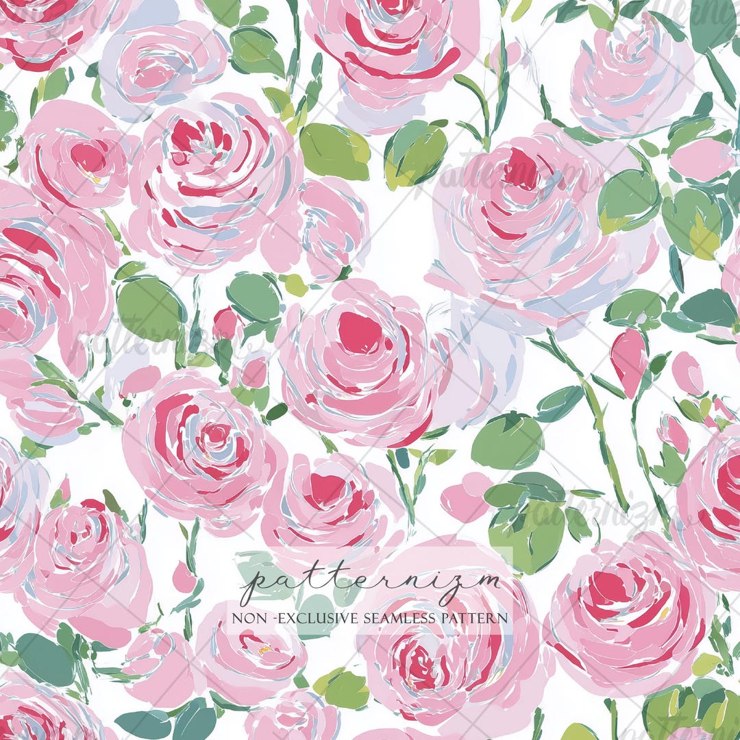 Rose Pattern Print Seamless Pink Rose Pattern Digital Download – Whimsical Impressionist ...