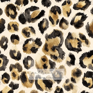 Aquarell Leopard Muster - Schwarz und Beige Tier Druck für Mode, Basteln, Scrapbook und digitale Projekte