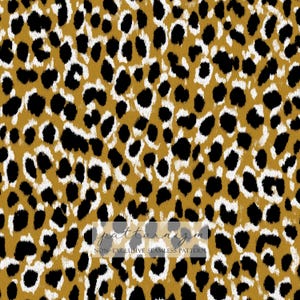 May include: Seamless pattern featuring a repeating leopard print design. The pattern has a mustard yellow background with black and white spots. The text "patternizm" and "NON-EXCLUSIVE SEAMLESS PATTERN" are visible.