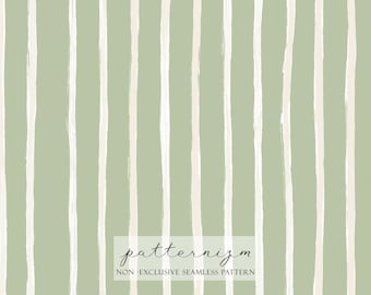 Painted Sage Green Stripe Pattern Digital Paper – Soft Minimal Lines, Modern Seamless Design for Fabric, Background