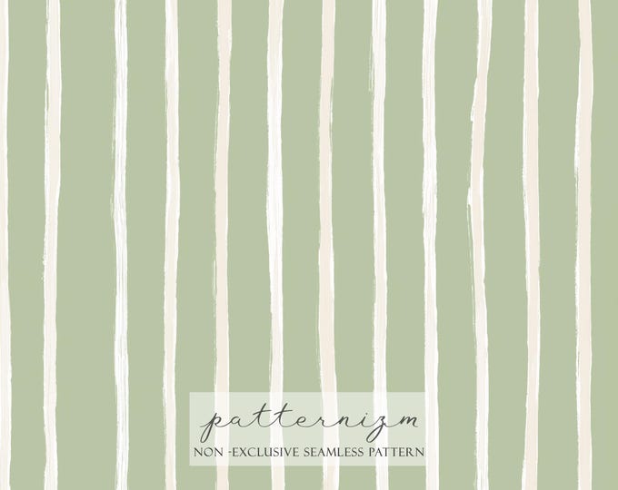 Painted Sage Green Stripe Pattern Digital Paper – Soft Minimal Lines, Modern Seamless Design for Fabric, Background
