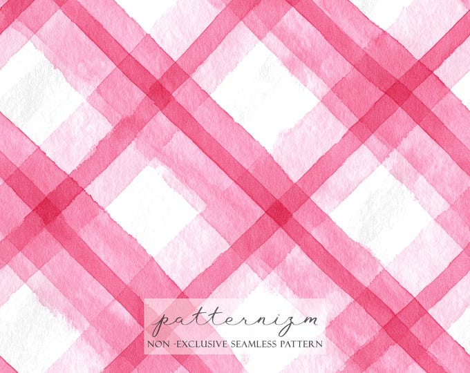 Pink Watercolor Tartan Seamless Pattern – Soft Plaid Texture Digital Paper for Crafts, Scrapbooking & Fabric