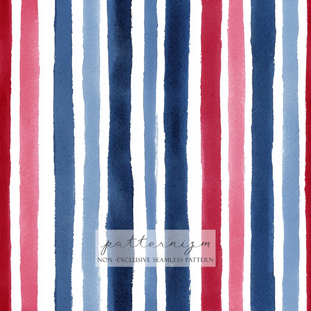 Patriotic Red and Blue Stripes Seamless Pattern – Watercolor 4th of ...