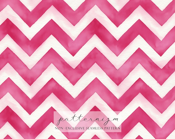 Watercolor Pink Chevron Seamless Pattern – Painted Zigzag Background for Fabric, Scrapbook & Digital Paper