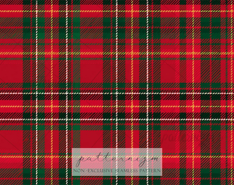 Seamless Christmas Tartan Pattern Digital Download – Red Green Plaid Design, Holiday Scottish Print, Classic Fabric for Kids & Crafts