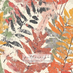 Abstract Tropical Leaves Seamless Pattern Digital Download – Modern Botanical Brushstroke Design, Painterly Fabric Print, Organic Wallpaper