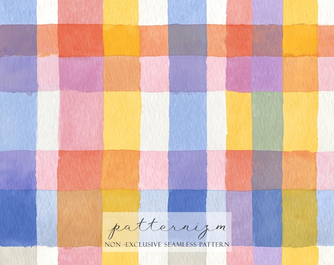 Seamless Pastel Plaid Pattern Digital Download – Watercolor Checkered Repeat Design, Soft Color Printable, Modern Fabric for Crafts