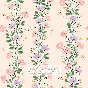 Vertical Lace Floral Seamless Pattern – Elegant Scalloped Stripe Digital Paper for Scrapbooking, Fabric & Craft Projects