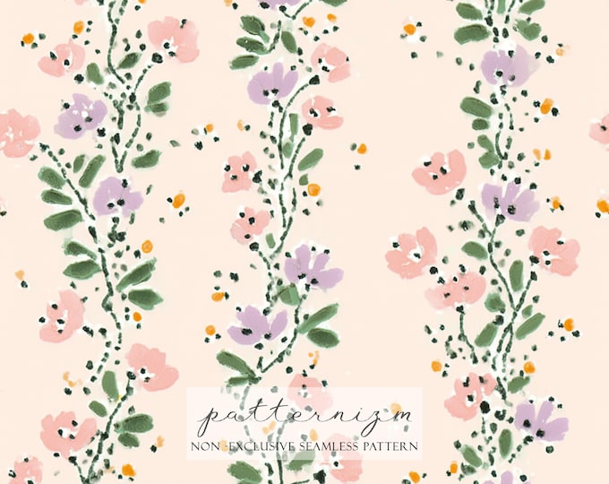 Vertical Lace Floral Seamless Pattern – Elegant Scalloped Stripe Digital Paper for Scrapbooking, Fabric & Craft Projects