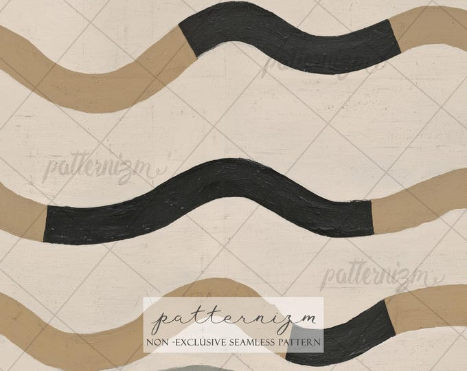 Seamless Abstract Wave Pattern Digital Download – Neutral Minimal Wavy Lines Design, Modern Organic Fabric Wallpaper