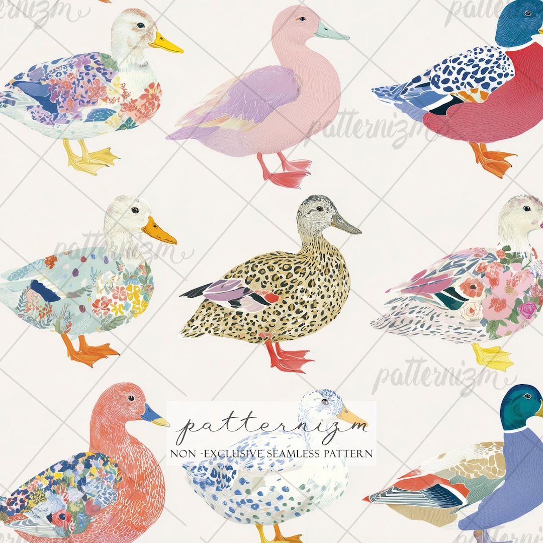 Duck Pattern Target Seamless Colorful Duck Pattern Digital Download – Whimsical Decorative ...