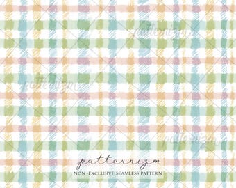 Naadloze pastel gingangpatroon digitale download – geruit ontwerp, grillige regenboog geruite stof voor kinderen en babykamers