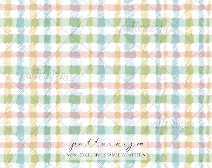 Seamless Pastel Gingham Pattern Digital Download – Plaid Design, Whimsical Rainbow Checkered Fabric for Kids & Nursery