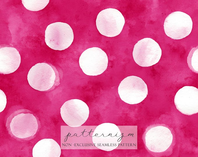 Pink Polka Dot Seamless Pattern – Watercolor White Dot Repeat Design for Cute Fabric, Wrapping Paper, Valentine Fashion and Craft Projects