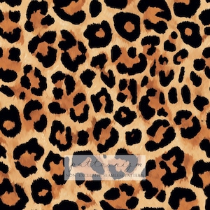 Può includere: Motivo leopardato senza cuciture in marrone e nero. Il design presenta macchie nere irregolari su uno sfondo beige, creando una classica stampa animalier. Il testo "patternizm" e "NON EXCLUSIVE SEAMLESS PATTERN" è visibile in basso.