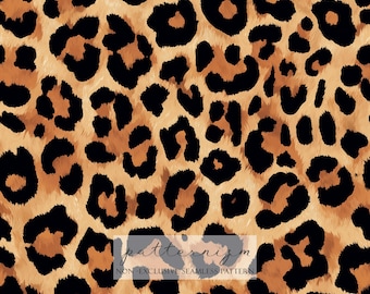 Leopard Muster (Nahtlos Muster) Digitales Papier – Klassischer Tier Druck mit Braunen und Schwarzen Flecken für Mode & Dschungel Basteln