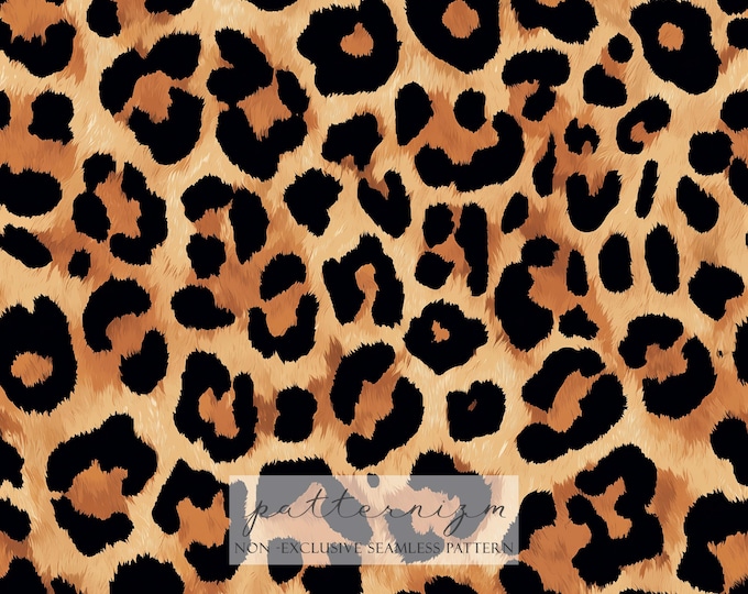 Leopard Seamless Pattern Digital Paper – Classic Animal Print with Brown and Black Spots for Fashion & Jungle Crafts