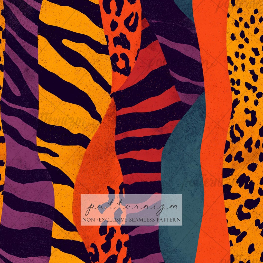 Seamless Abstract Animal Pattern Digital Download – Bold Zebra Leopard ...